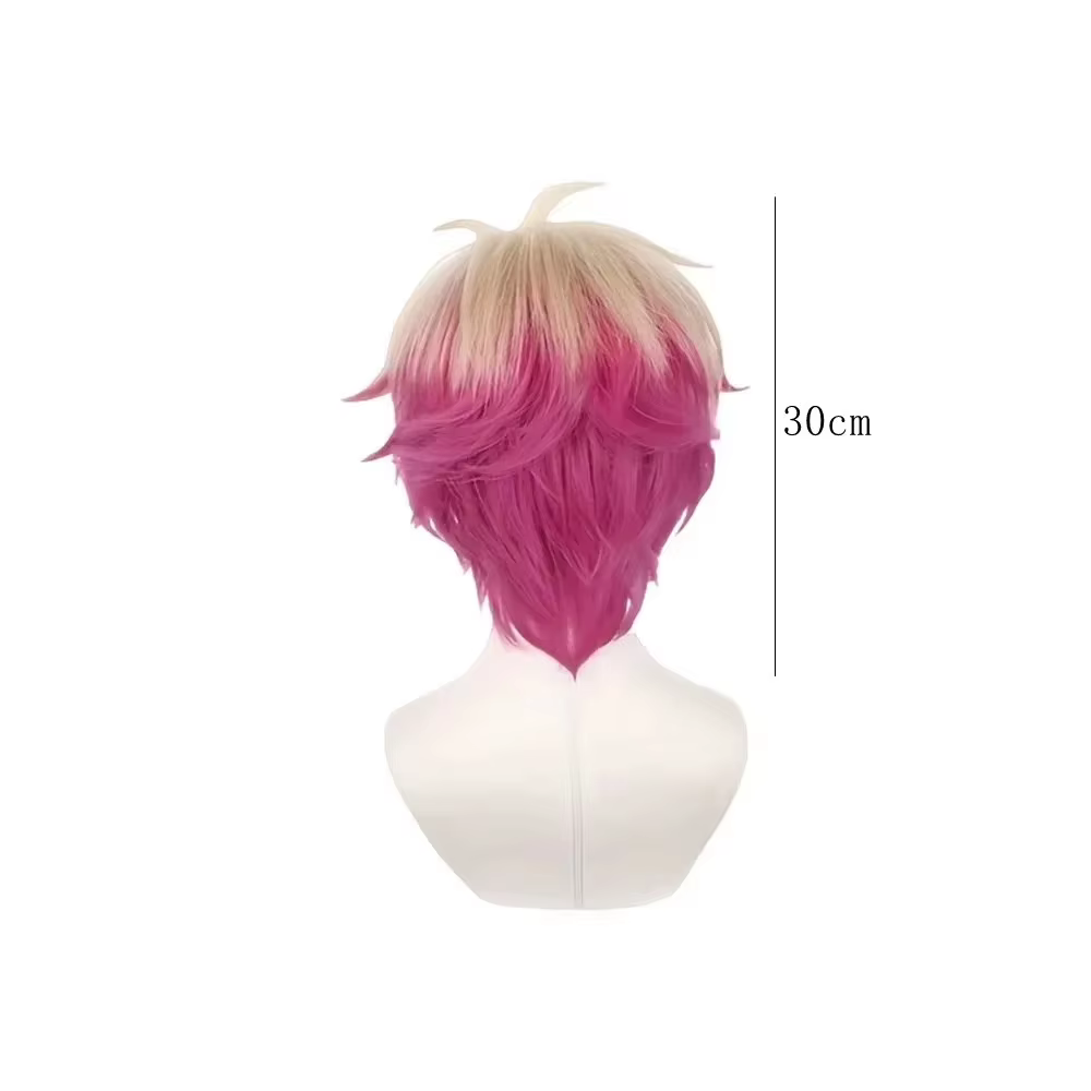 Perruque synthétique courte dégradée blond-rose avec texture texturée sur le devant – Fibre résistante à la chaleur