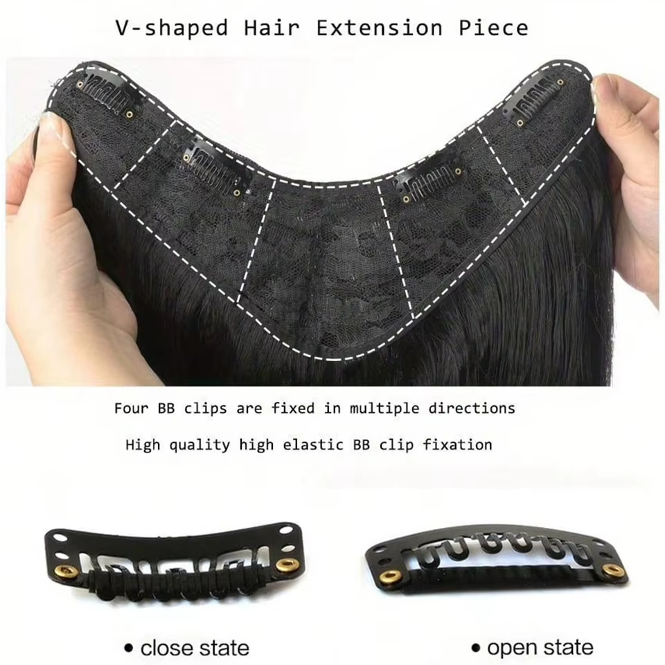Extensions de cheveux à grande vague en forme de V en Fiber synthétique de 24 pouces pour les femmes caucasiennes