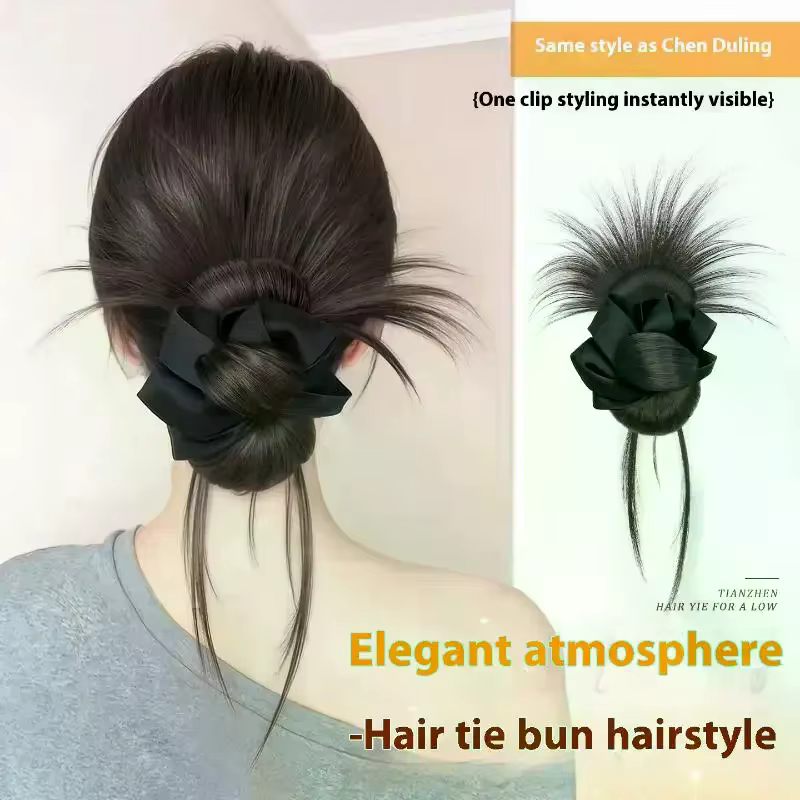 Pince à chignon synthétique en désordre avec bandeau