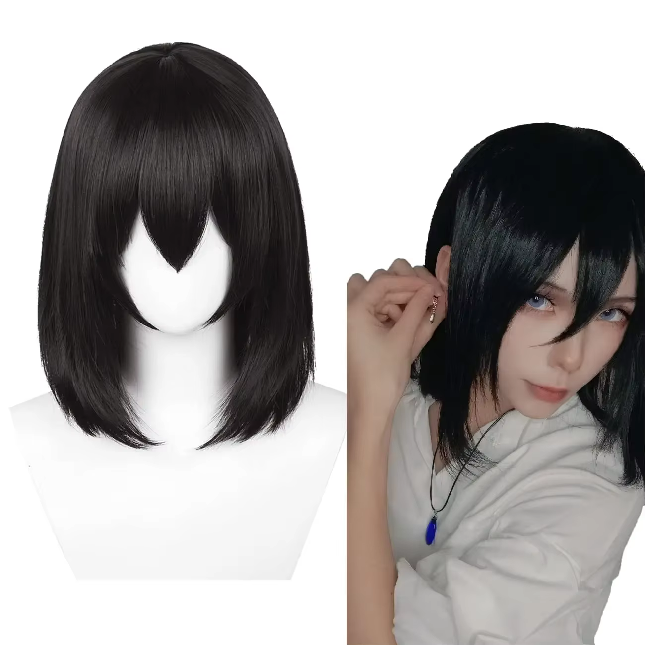 Perruque Bob noire pour femmes et hommes
