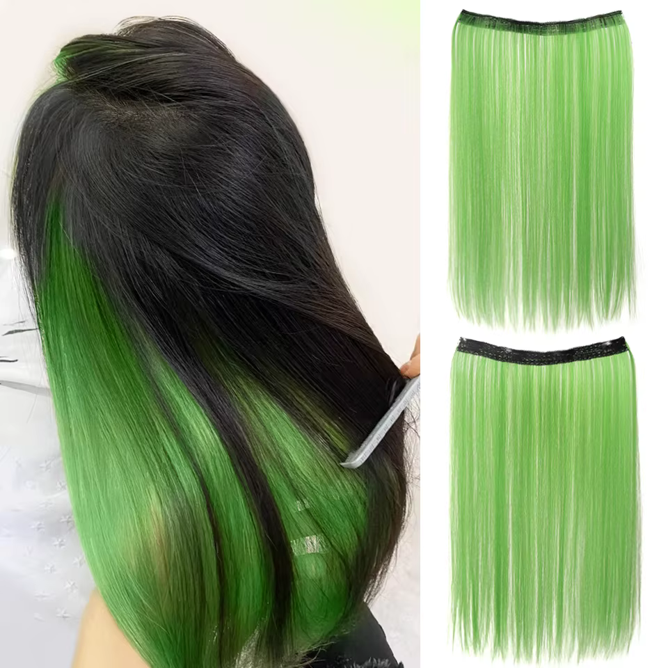 Extensions de cheveux synthétiques lisses et longues de 20 pouces pour femmes, couleurs vives, fibres synthétiques, faciles à utiliser