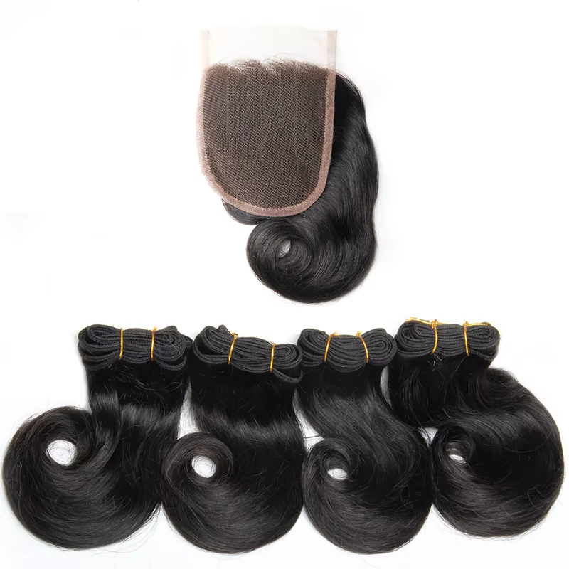 Paquets de cheveux humains bouclés rebondissants avec fermeture Extensions de tissage