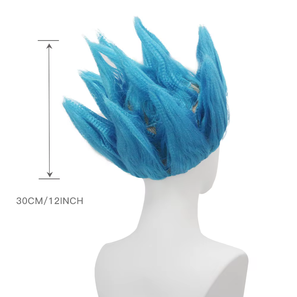 Perruque synthétique courte à pointes effet flamme unisexe pour cosplay d'héroïne d'anime