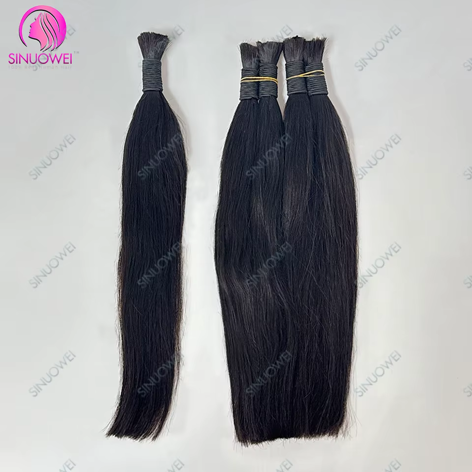 3 paquets tressage en vrac 100% cheveux humains os droit non transformés Extensions