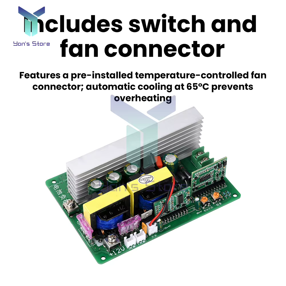 Module d'onduleur 500W, convertisseur DC 12-14.5V en AC 220V avec protection de sécurité, Interface de ventilateur de refroidissement pour le chargement des vélos électriques