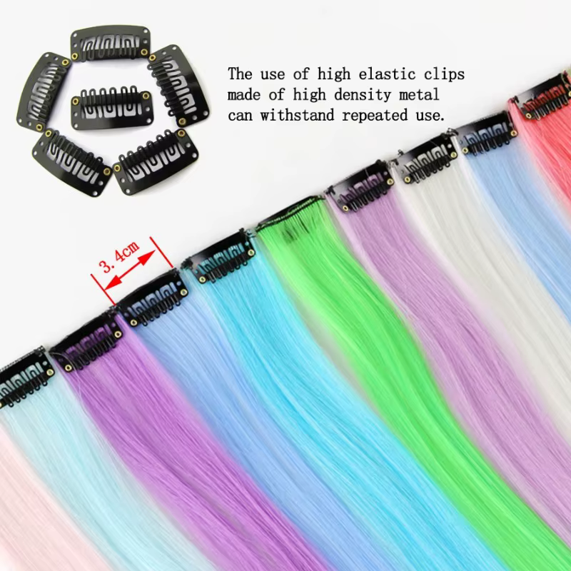 Extensions capillaires synthétiques colorées à Clip lumineux