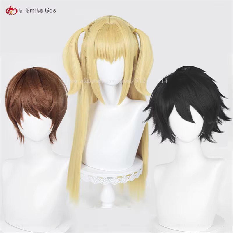 Anime Misa Amane L.Lawliet Yagami lumière Cosplay perruque noir marron or résistant à la chaleur cheveux synthétiques