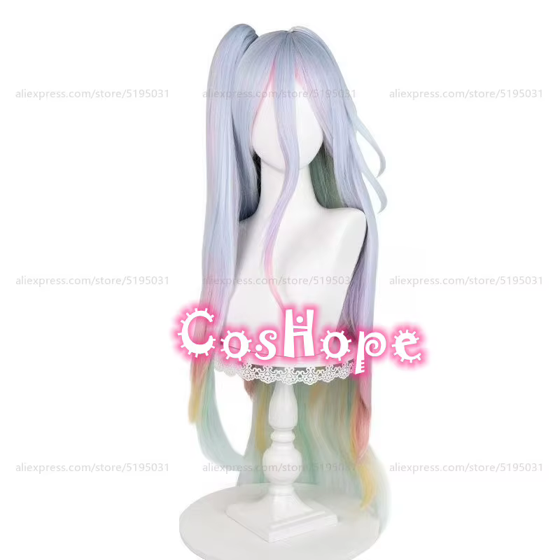 Shiro Cosplay perruque 100 cm longue perruque droite avec queue de cheval couleur mixte perruque Cosplay Anime Cosplay perruques résistant à la chaleur perruques synthétiques