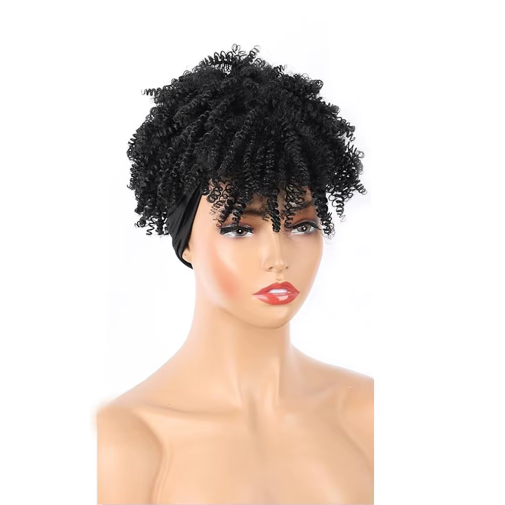 Afro Ombre brun bandeau perruque courte