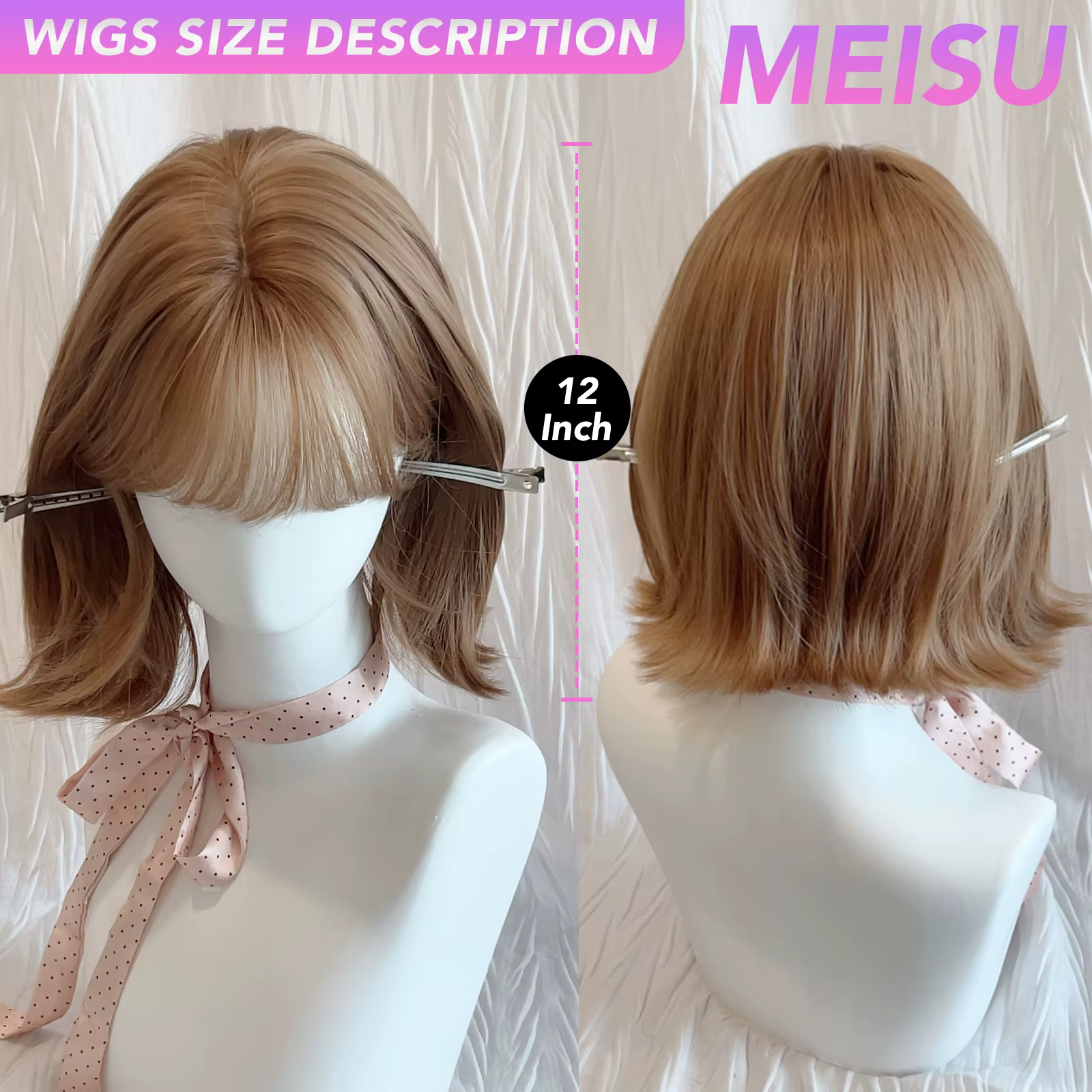 MEISU – perruque synthétique courte en microfilm de 12 pouces