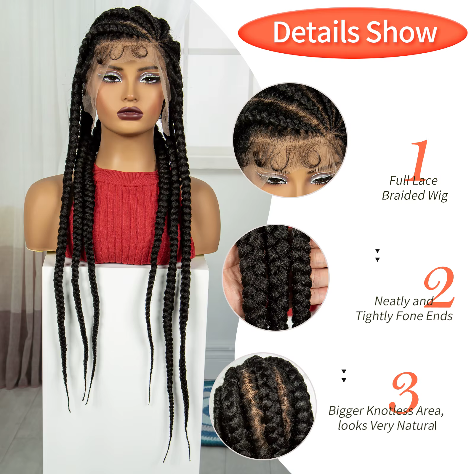 Perruques tressées synthétiques Cornrow avec cheveux de bébé