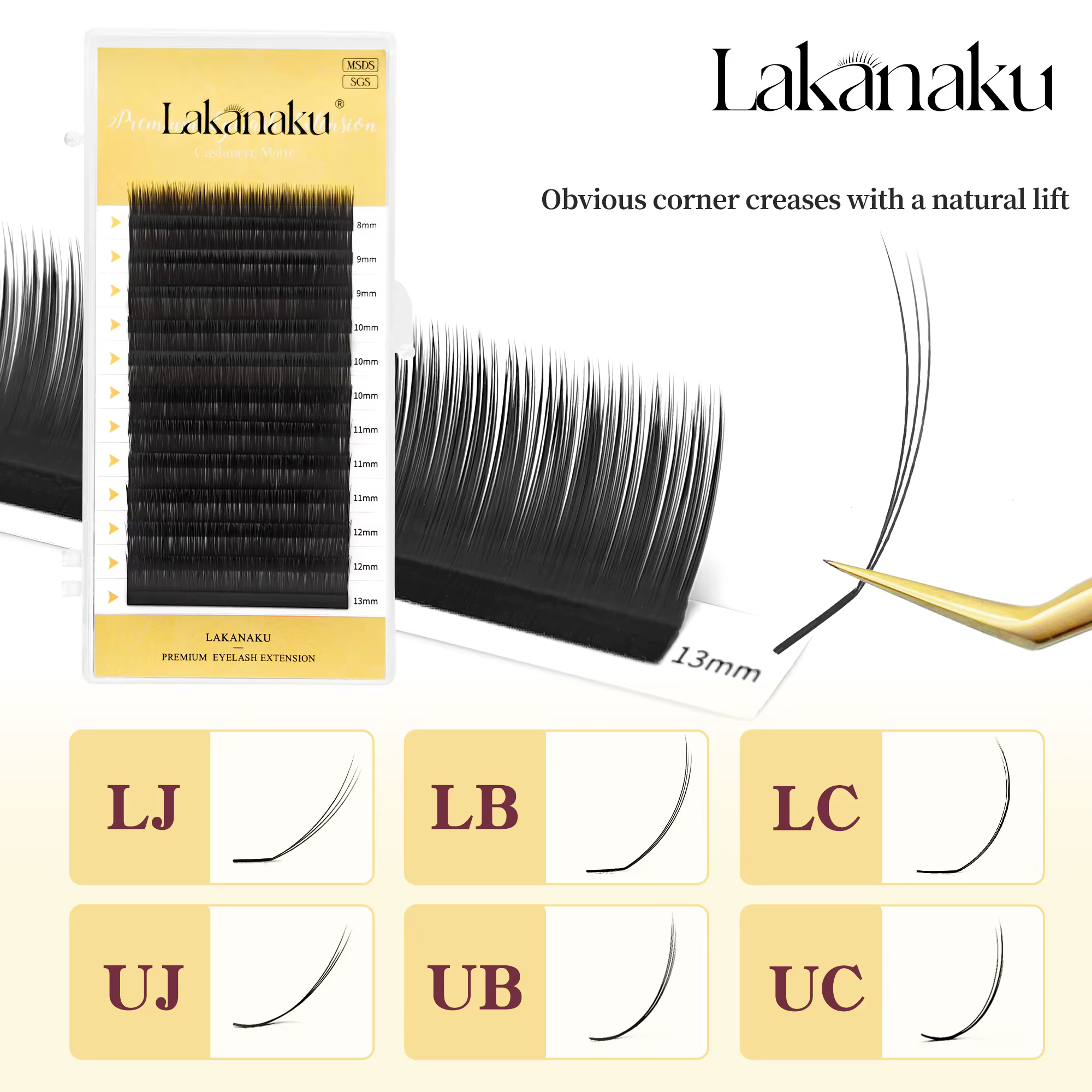 UJ LJ Extensions de cils pré-attachées effet camélia
