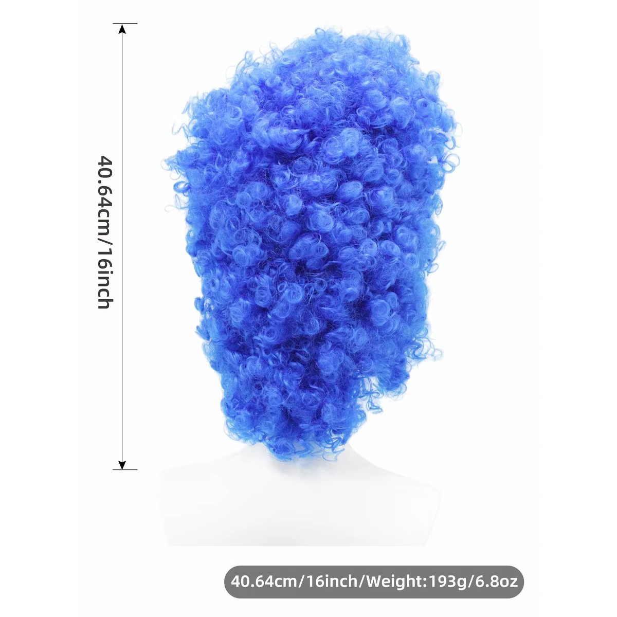 Perruque synthétique bleu vif à boucles longues