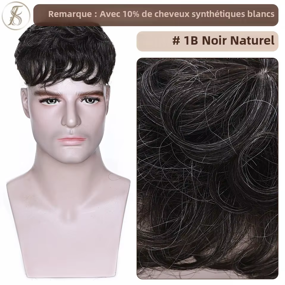 TESS hommes système de remplacement de cheveux 35g hommes toupet 16x19 cm perruque de cheveux humains hommes prothèse capillaire mâle pince dans les Extensions de cheveux