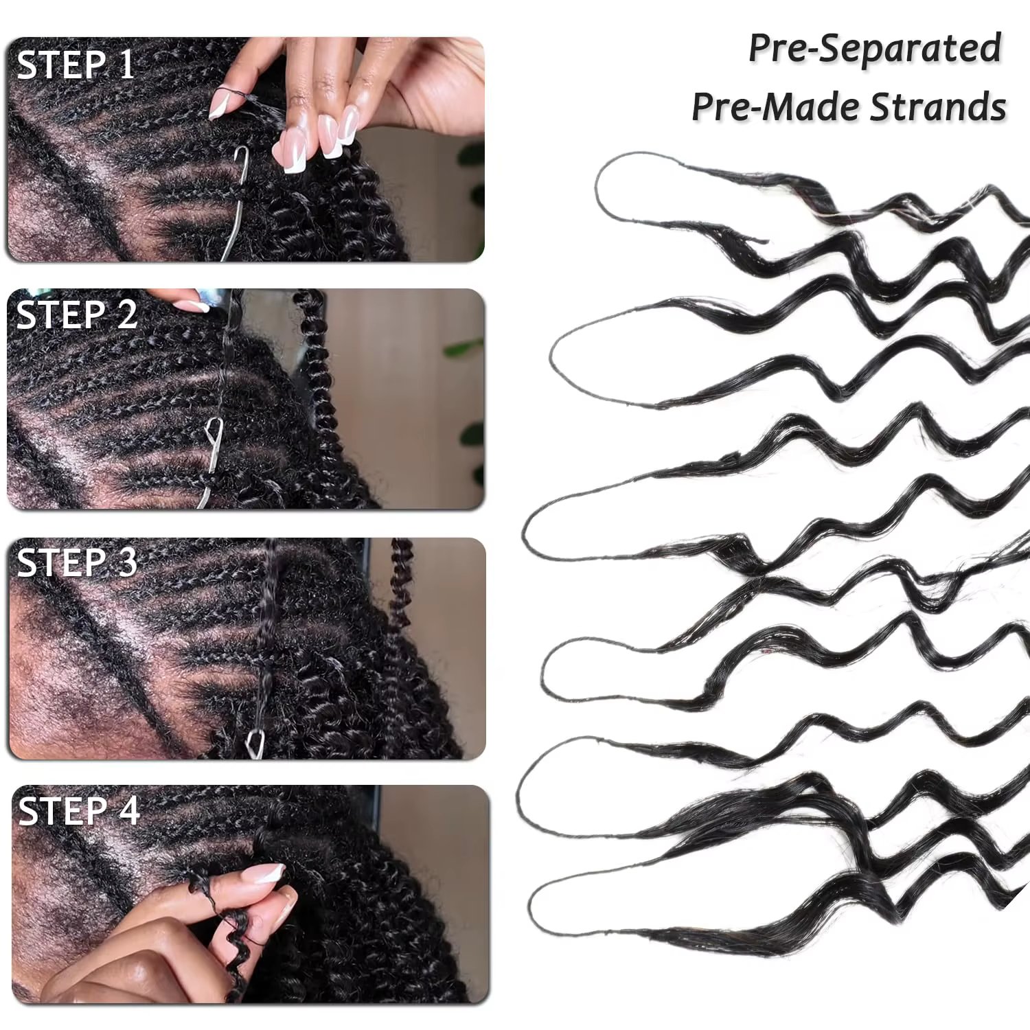 Extensions de cheveux humains bouclés afro kinky pré-séparées sans nœuds pour femmes noires