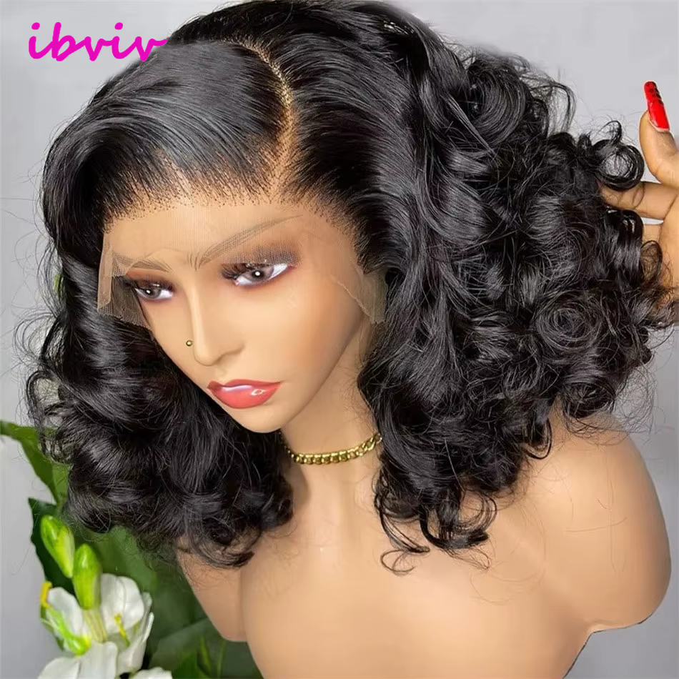 100% cheveux vierges indiens bruts vague rebondissante 13x4 HD dentelle avant perruques couleur naturelle 18 "usure et
