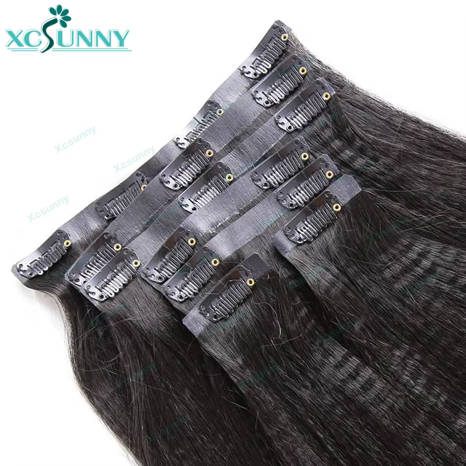 Yaki droite sans couture pince dans les Extensions de cheveux humains