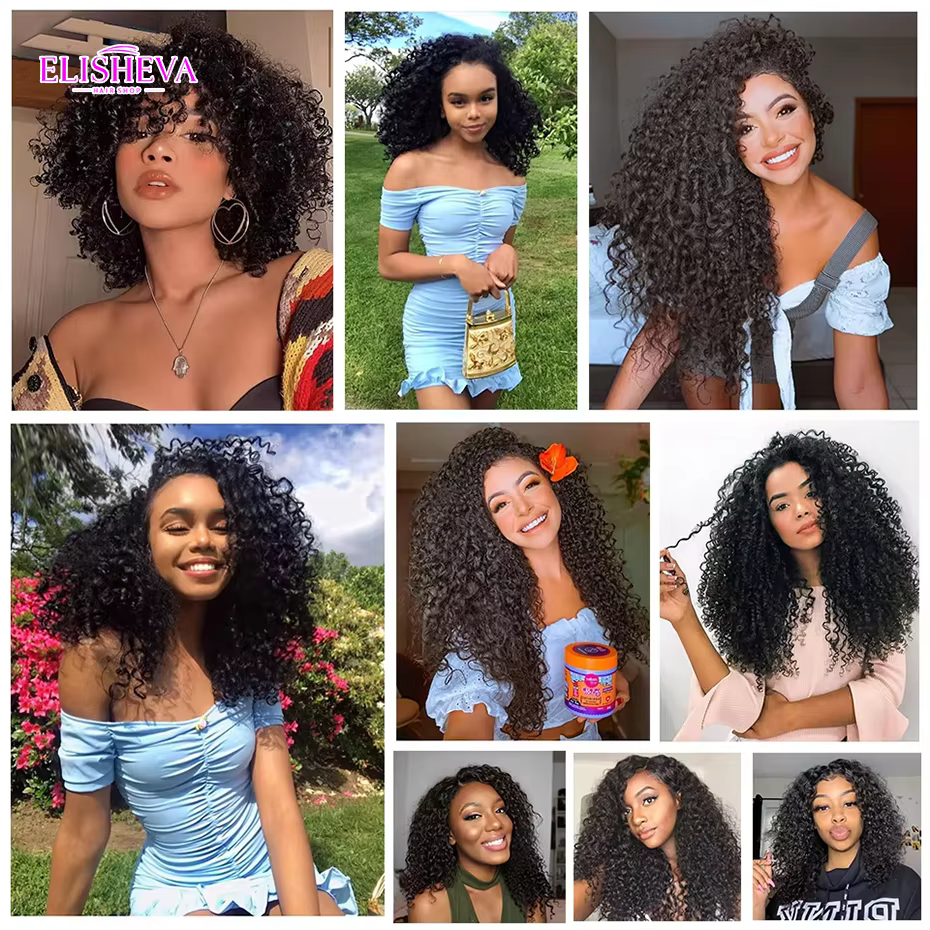 ELISHEVA Lot de 1/3/4 mèches de cheveux humains indiens bruts