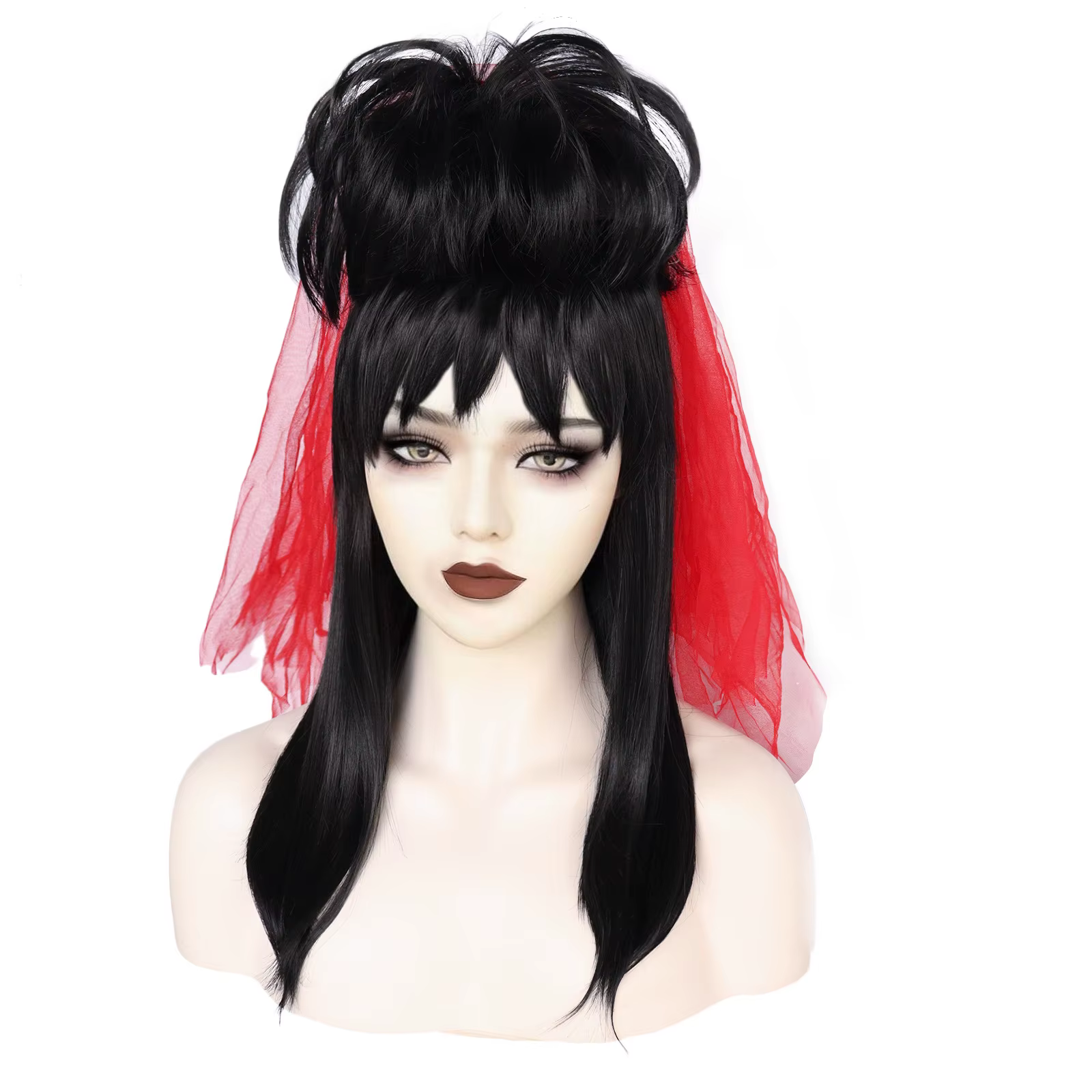 Perruque Lydia Deetz pour cosplay avec voile