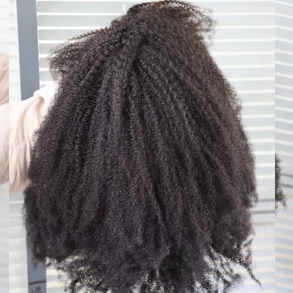 Perruque de cheveux humains longs bouclés 4C