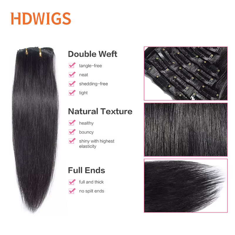 Extensions de cheveux à clipser 100% cheveux humains naturels