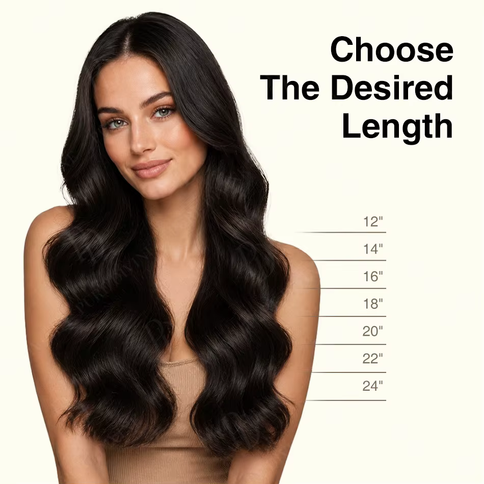 Extensions de cheveux humains à clips invisibles en PU
