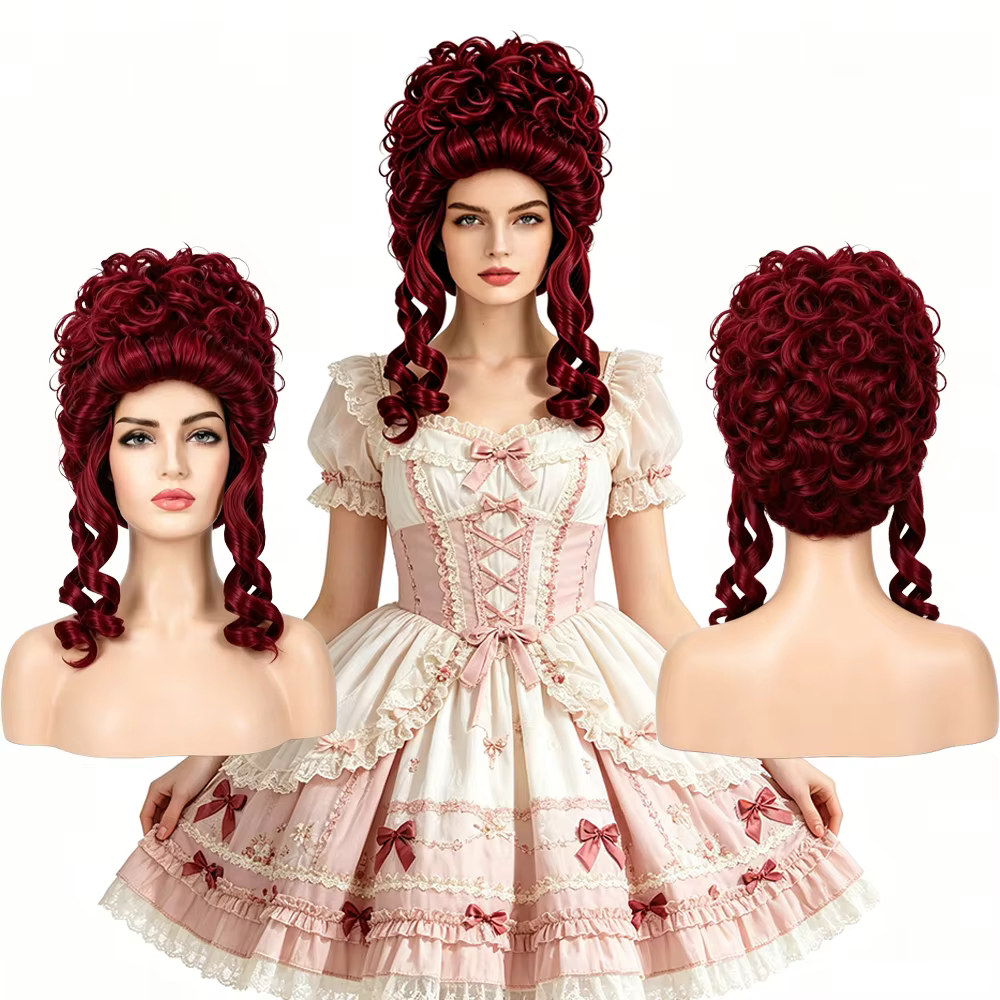 Perruque Victorienne Bourgogne Marie-Antoinette