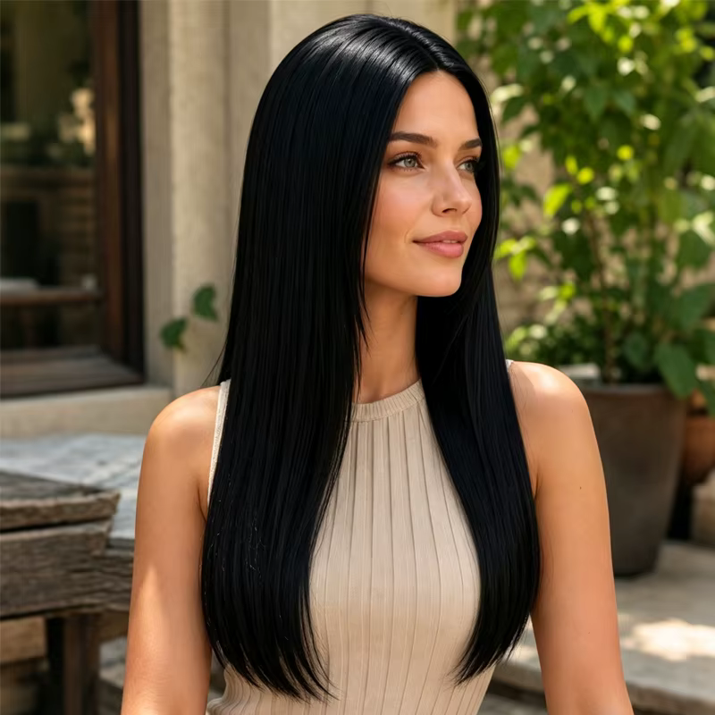 Perruque synthétique lisse pour femme