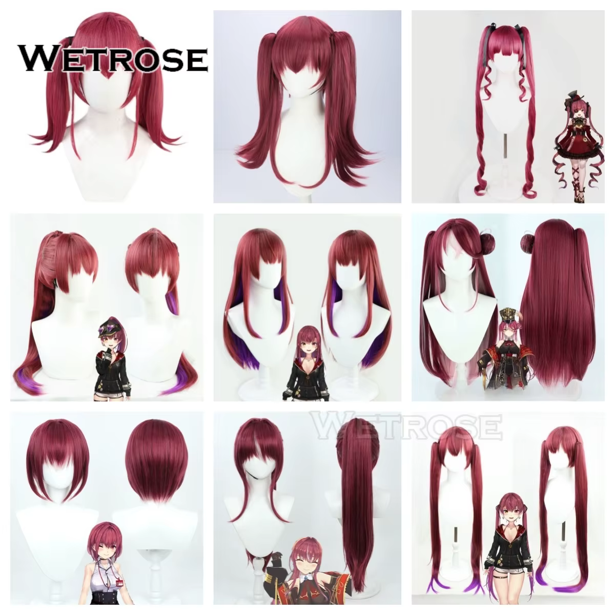 【Wetrose】En stock, Perruque de cosplay Hololive Virtual YouTuber Vtuber Houshou Marin