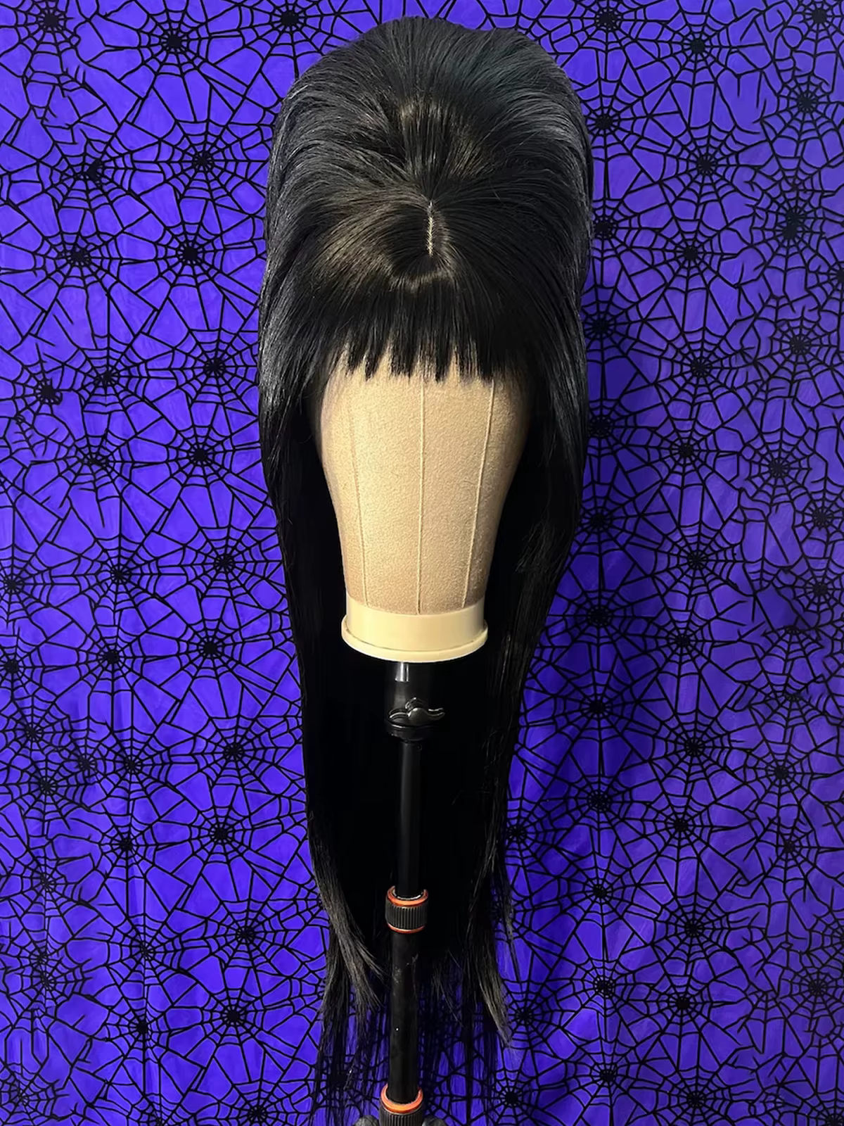 Perruque noire Elvira Mistress de 28 pouces pour accessoire de costume de cosplay