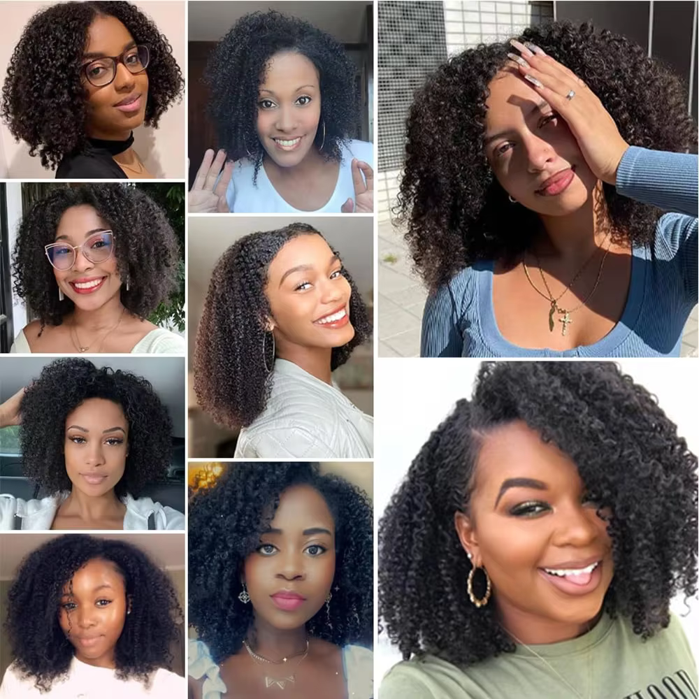 Afro crépus bouclés pince dans l'extension de cheveux cheveux vierges brésiliens 4B 4C Afro crépus bouclés vrais cheveux humains Double trame pour les femmes noires
