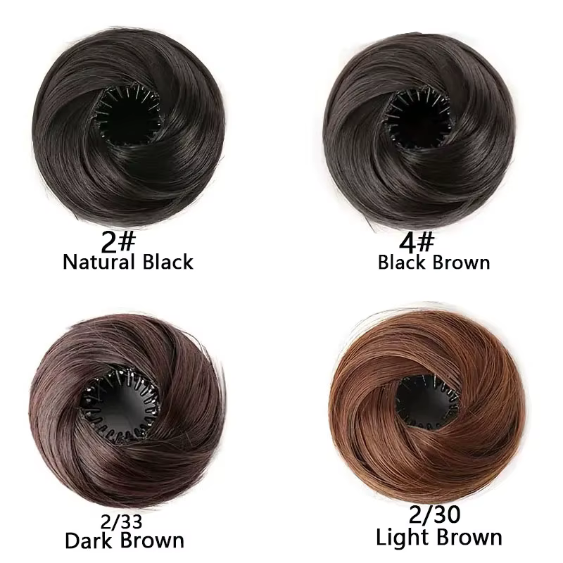 Chignon synthétique avec Clips élastiques circulaires, 1 pièce, perruque de cheveux lisses en forme de nid d'oiseau, chignon rétractable pour femmes