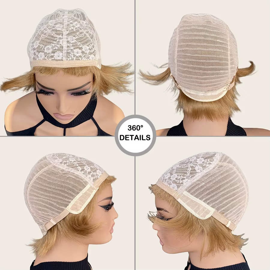 Perruque en cheveux humains blond miel