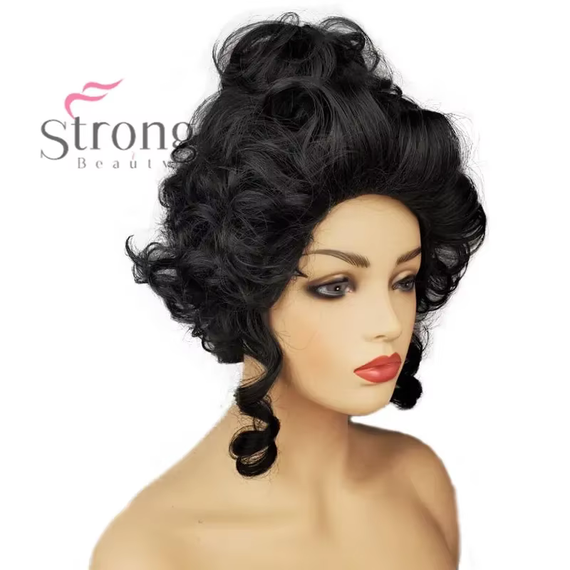 Marie Antoinette princesse cheveux bouclés moyens perruques Cosplay