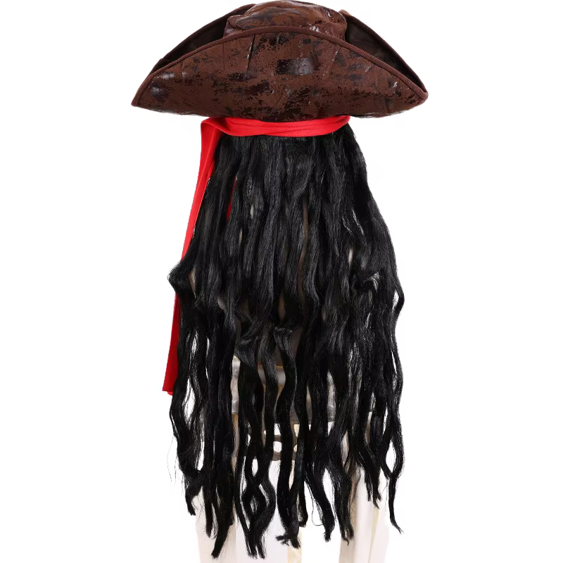Perruque de chapeau de Pirate des caraïbes pour hommes adultes