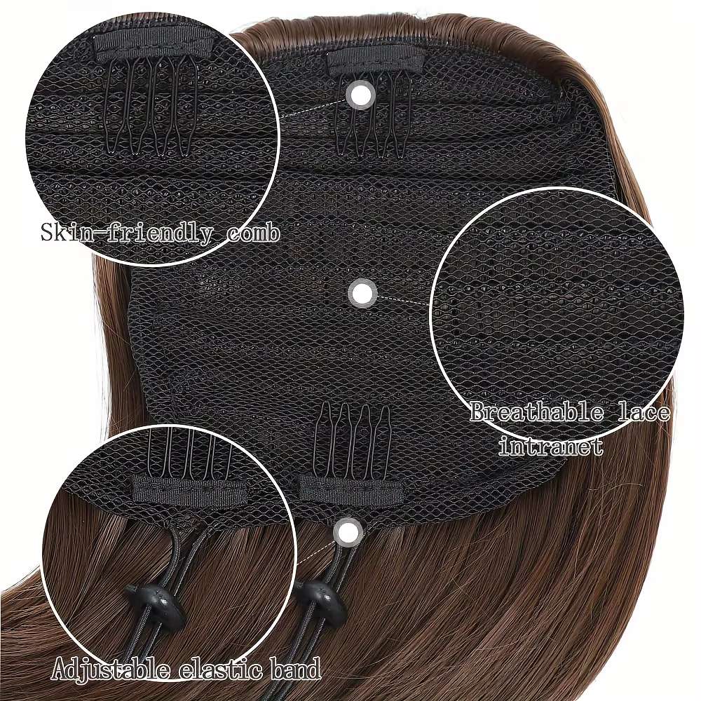 Postiche synthétique lisse et haute pour femme