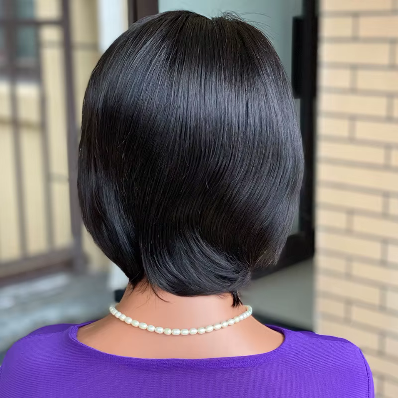 Haute qualité 200% densité 6 pouces 13x4 dentelle avant coupe lutin perruque vierge cheveux humains doux aspect naturel Style facile léger confort