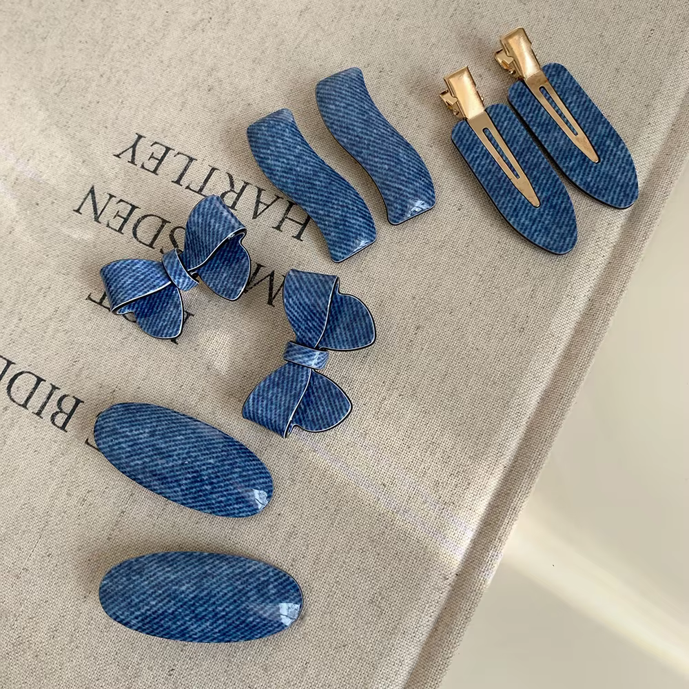 Pince à cheveux série Denim bleu