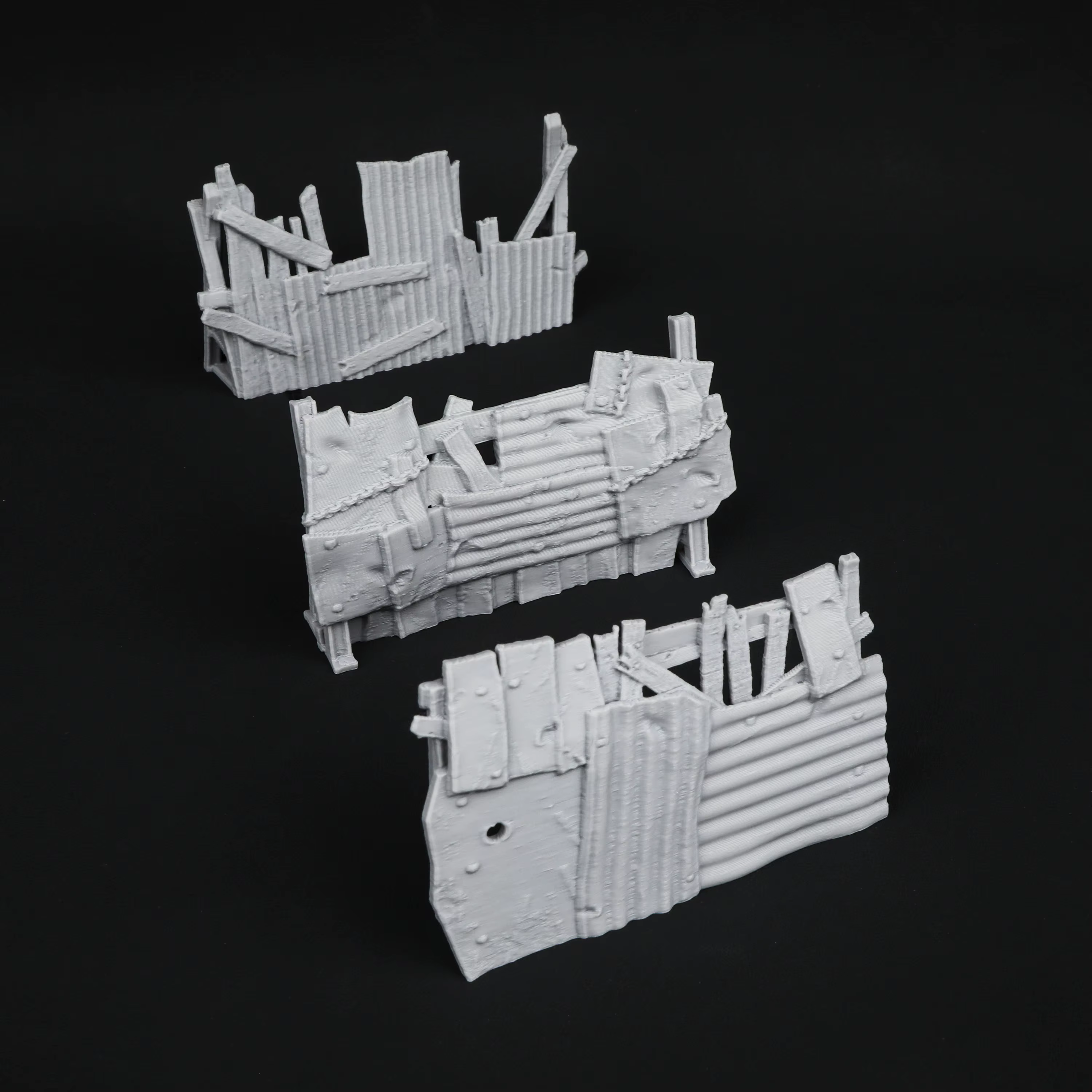 Ensemble de clôtures Wasteland - 6 pièces, accessoire de construction de terrain de bataille RPG pour TTRPG, excellent cadeau de Noël et d'Halloween, gris