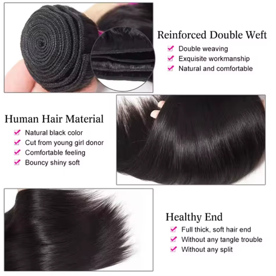 Extensions de cheveux humains brésiliens vierges non traités