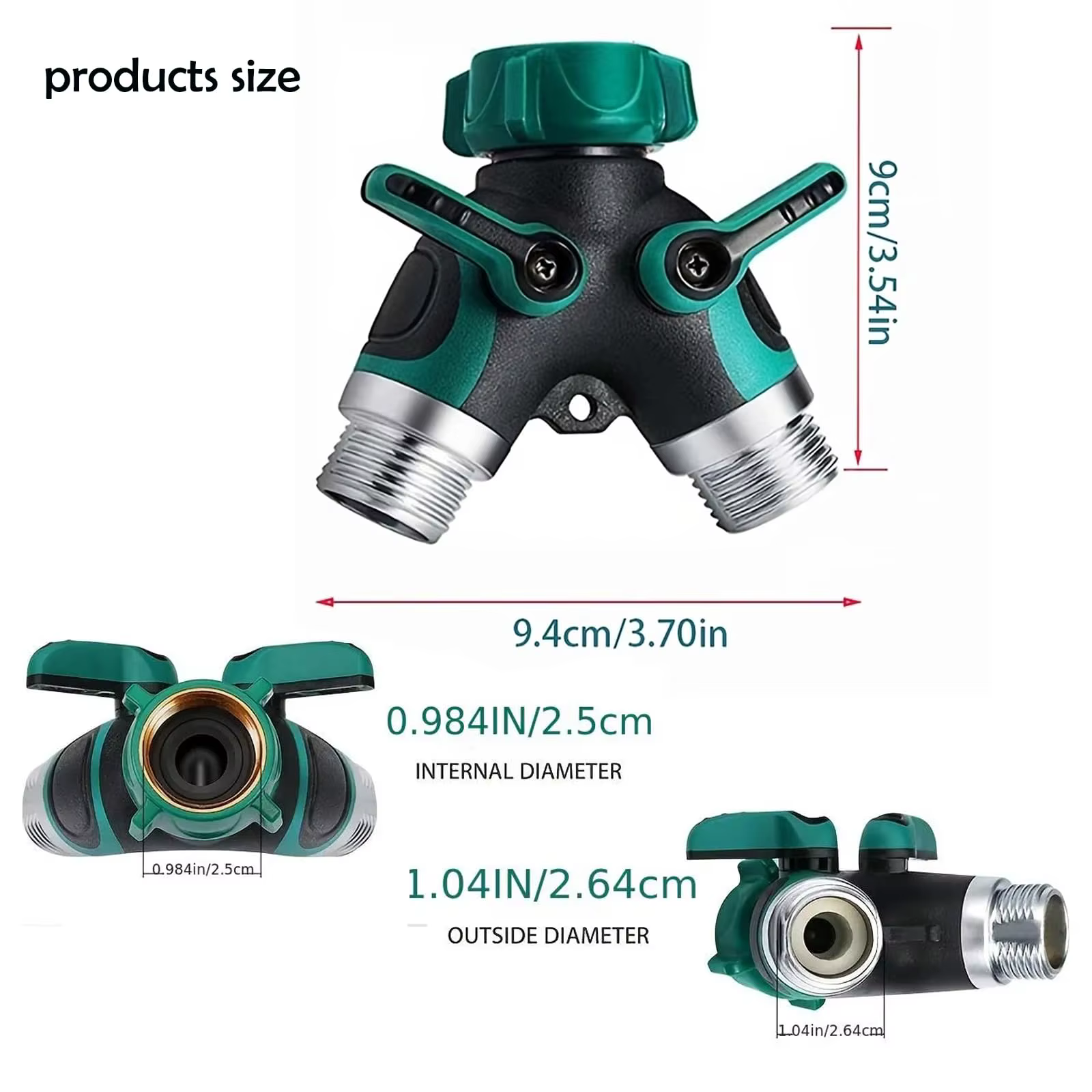 Séparateur de tuyau en alliage de Zinc de Type Y, Joint à Double voie, inverseur à deux robinets divisé, accessoires de jardin, dériveur d'eau à filetage interne