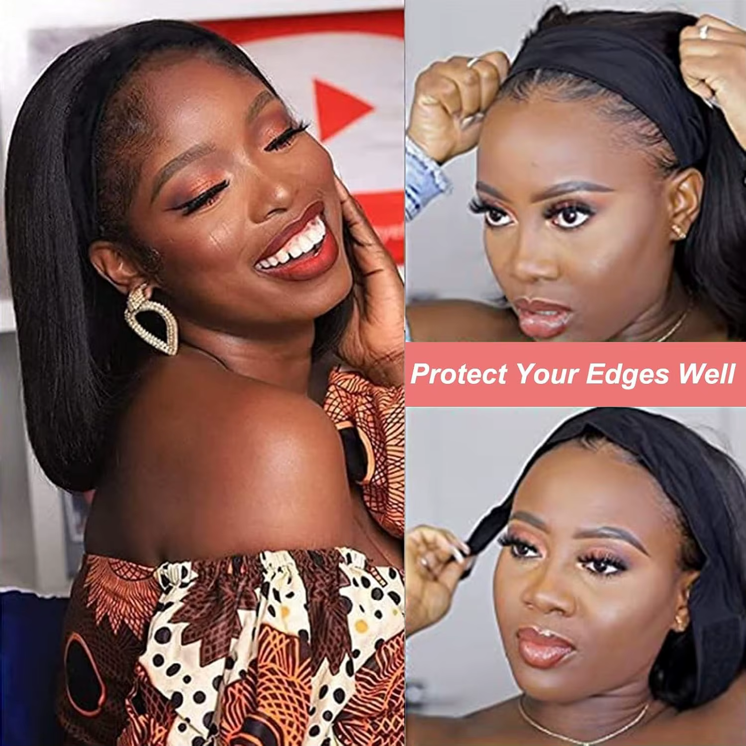 Perruques Bandeau Jupade 100% Cheveux Humains Lisses Sans Colle Bob Demi-Perruques