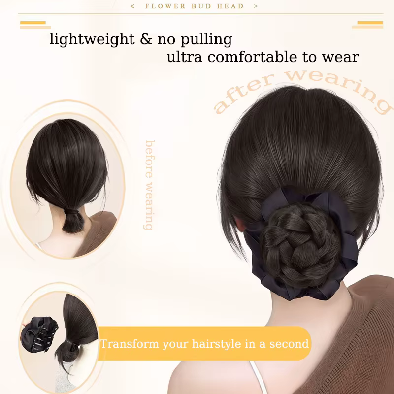 Extensions de chignon tressées synthétiques