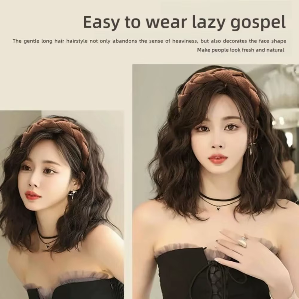 Mignon Long ondulé bouclés bandeau en forme de U naturel perruque pince Extension de cheveux fausse demi