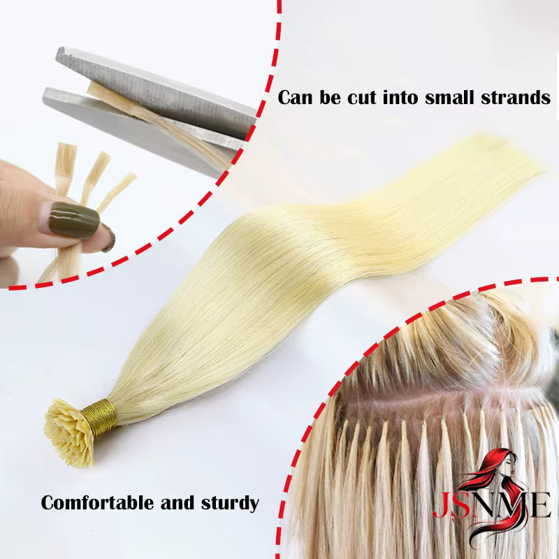 JSNME Extensions de cheveux à pointe plate 100%