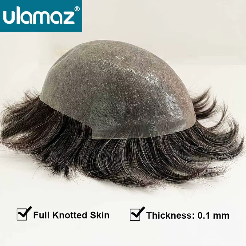 Perruques pour hommes, coupe de cheveux en cheveux humains