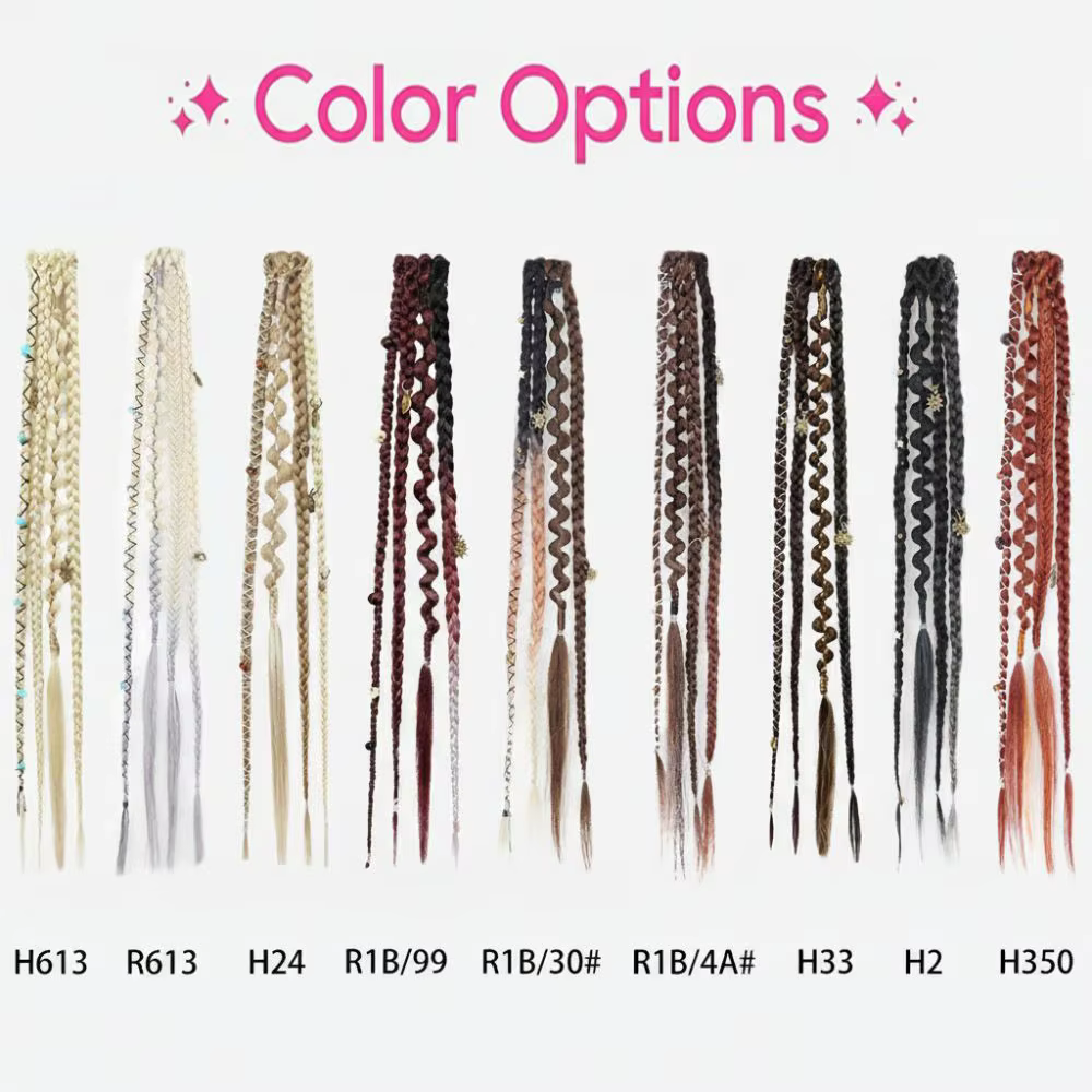 Extensions de cheveux synthétiques tressées à clipser Bohemia