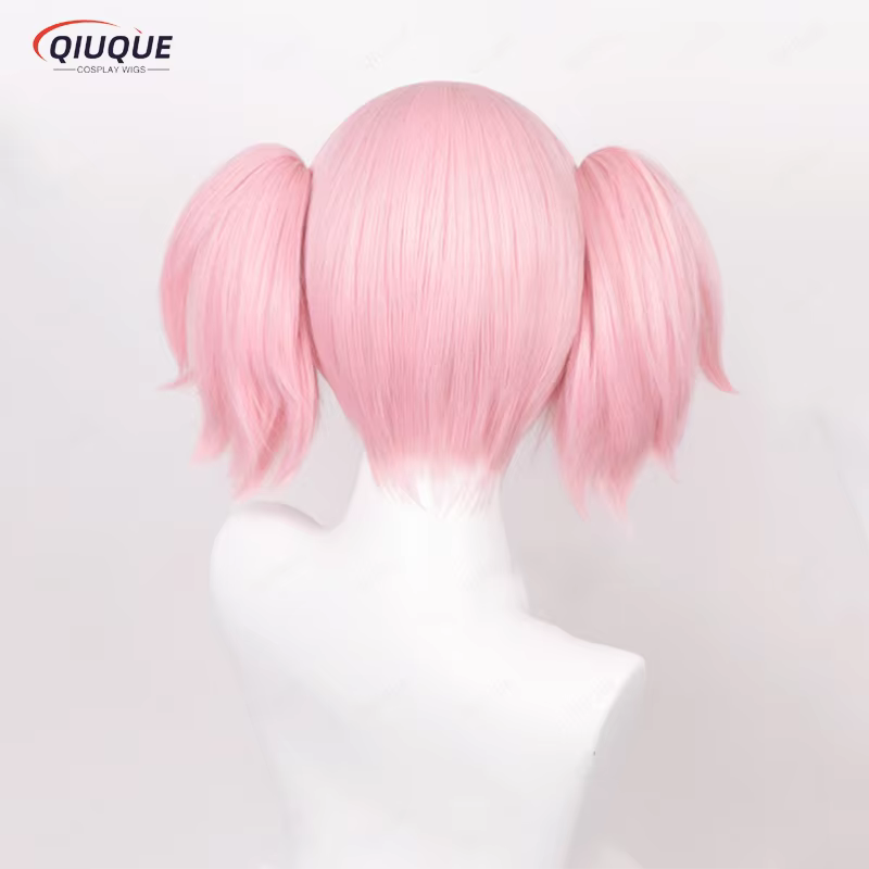 Kaname Madoka cosplay a 2 styles de perruque queue de cheval rose cheveux synthétiques résistants à la chaleur
