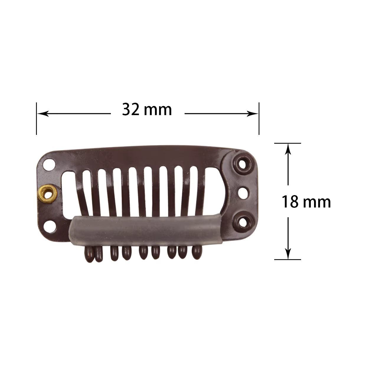 12 clips de perruque en U de 32 mm avec silicone au dos