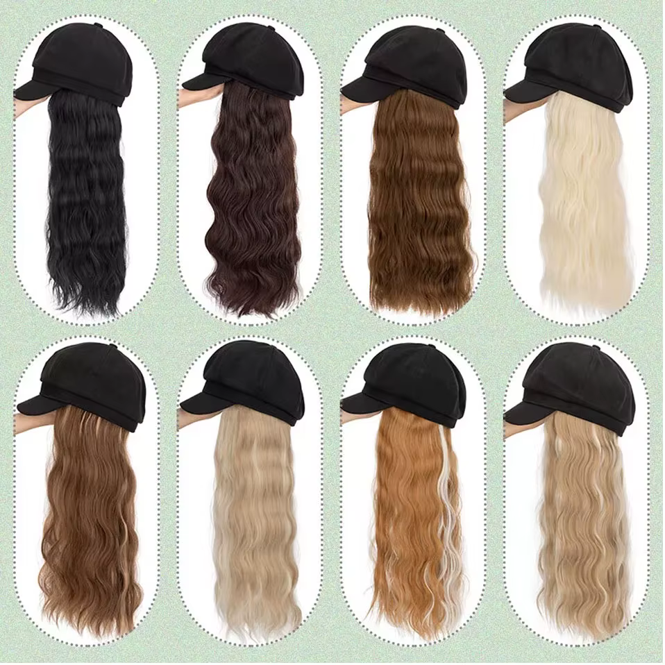Casquette Newsboy avec Extensions de cheveux Bob